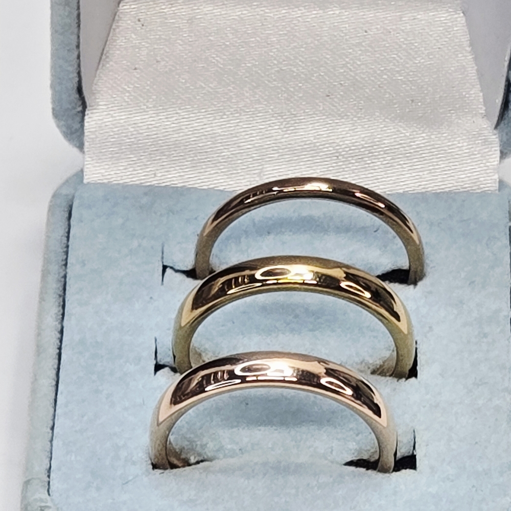 Tungsten Carbide Classic Gold ,Rose Gold  Ring Trio